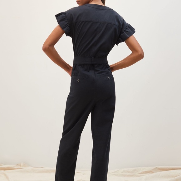 Black Anthropologie ruffle jumpsuit size XL - Picture 3 of 7